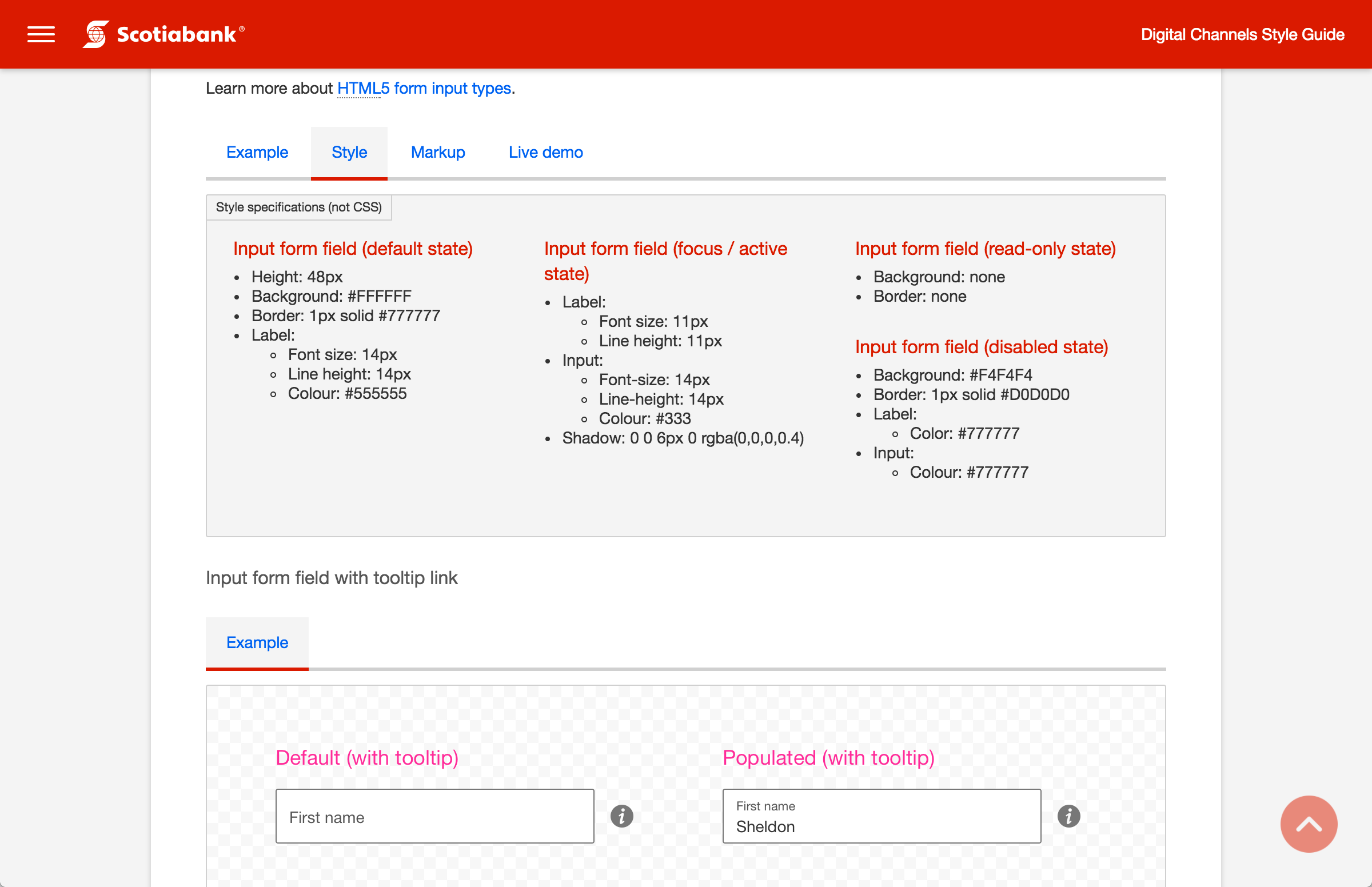 Screenshot of input form field (styles)